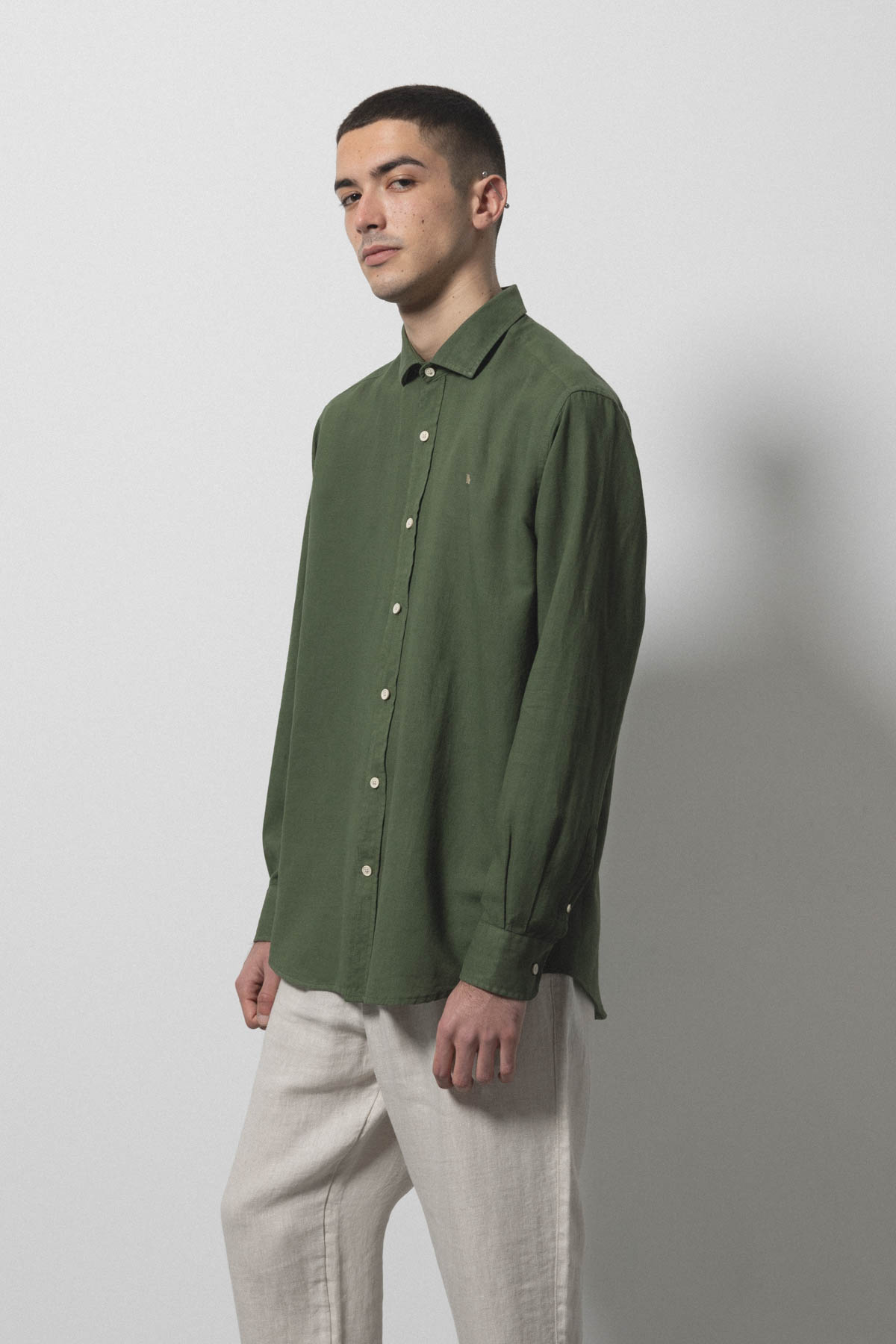 Camisa Klout Lino Carballo Verde Para Hombre 