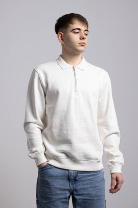  SUDADERA MID ZIP BLANCO ROTO