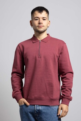  SUDADERA MID ZIP GRANATE