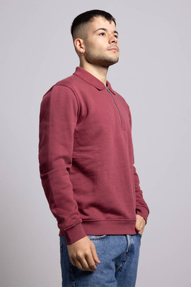  SUDADERA MID ZIP GRANATE