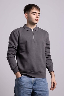  SUDADERA MID ZIP GRIS ANTRACITA